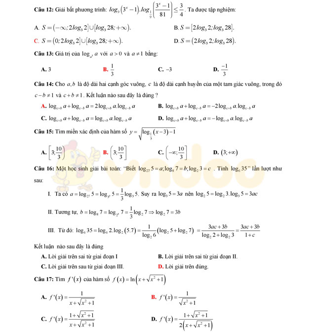 Đề thi thử THPT Quốc gia năm 2017 môn Toán