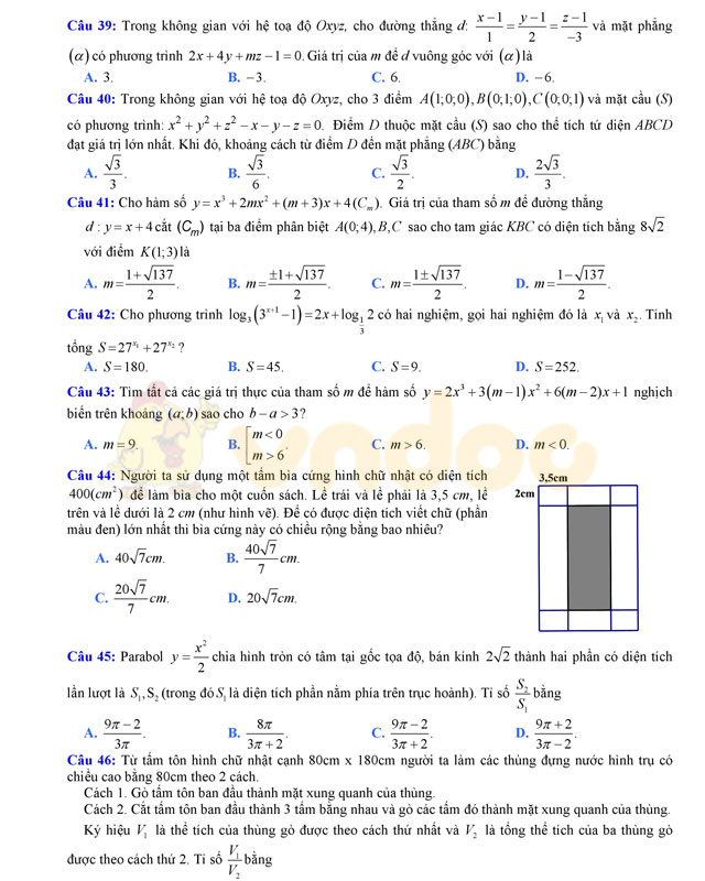 Đề thi thử THPT Quốc gia năm 2017 môn Toán