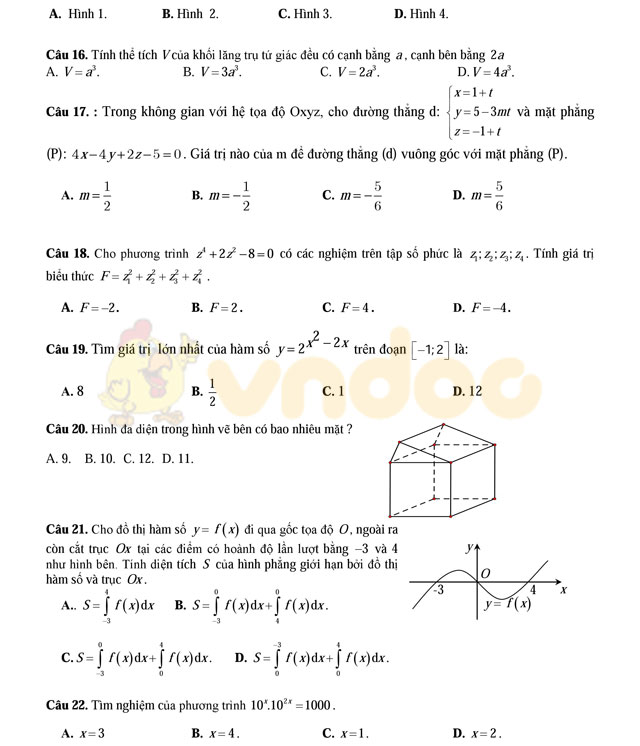 Đề thi thử THPT Quốc gia năm 2017 môn Toán