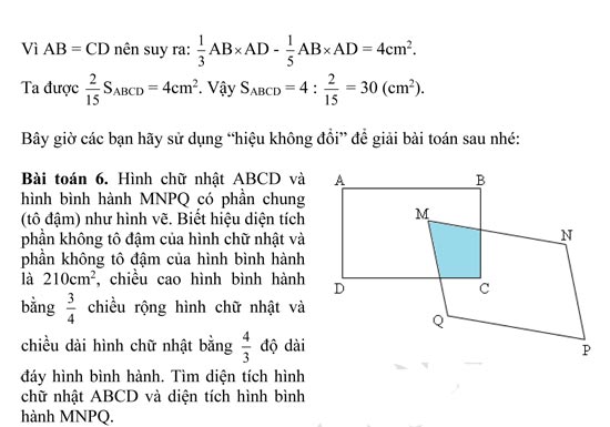 Sử dụng hiệu không đổi trong giải Toán hình học