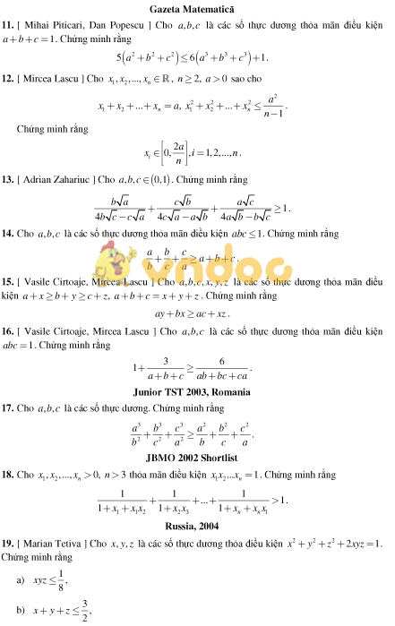 500 bài Toán bất đẳng thức chọn lọc