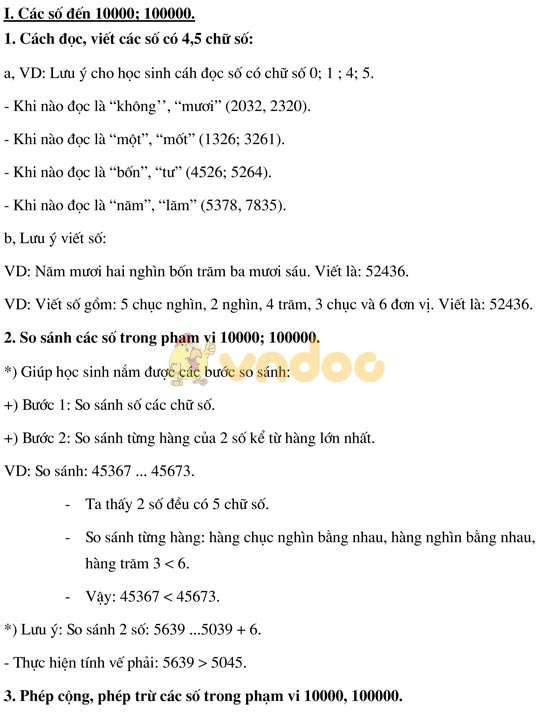 Kiến thức môn Toán lớp 3