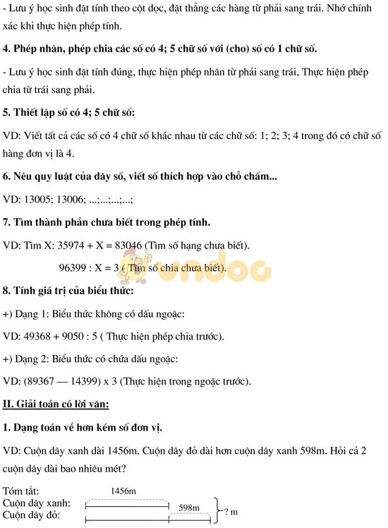 Kiến thức môn Toán lớp 3