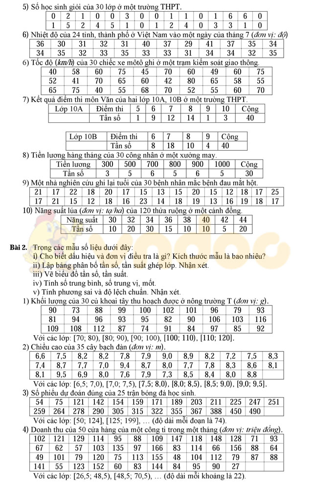 Lý thuyết và bài tập thống kê