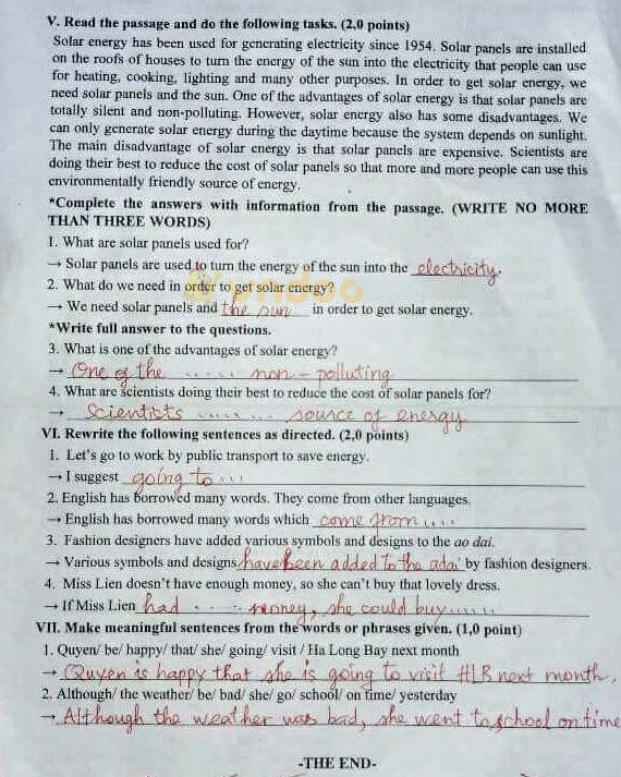 Đề thi môn Tiếng Anh vào lớp 10