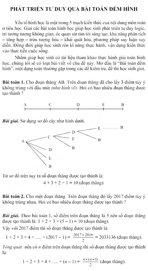 Phát triển tư duy qua bài toán đếm hình 