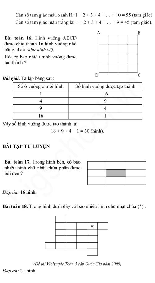 Phát triển tư duy qua bài toán đếm hình 