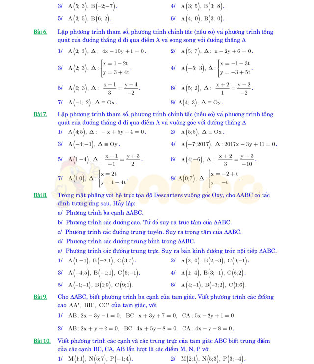 Chuyên đề phương pháp tọa độ trong mặt phẳng