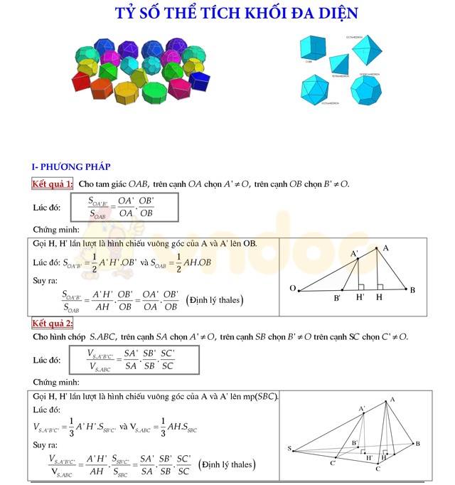 Bài tập tỷ số thể tích khối đa diện