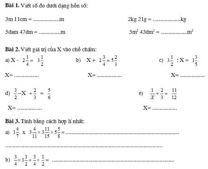 Bài tập cuối tuần lớp 5 HSG