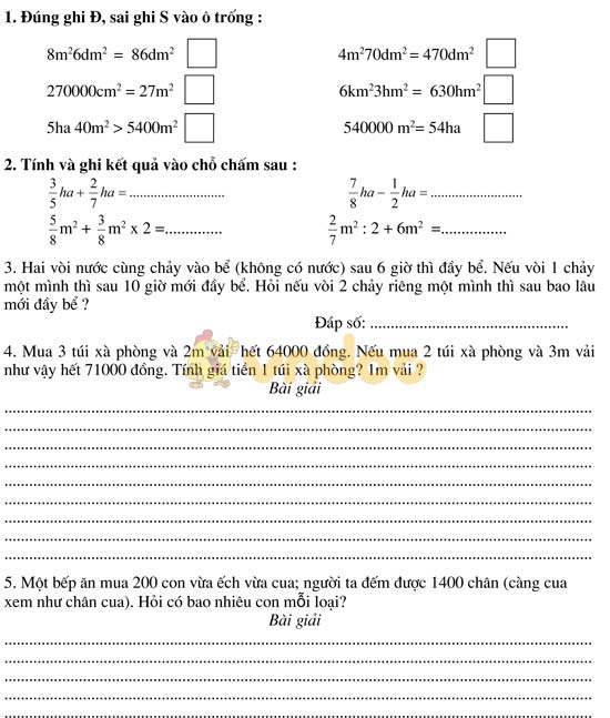 Bài tập cuối tuần lớp 5 bồi dưỡng HSG