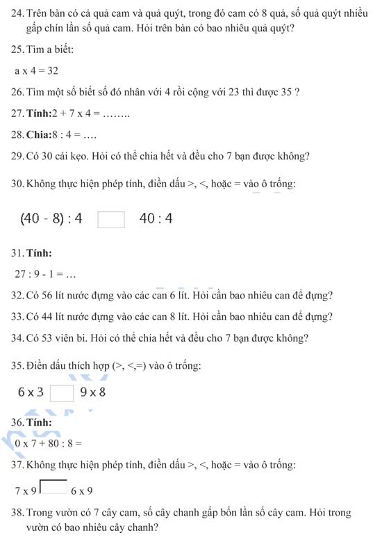 Bài tập Toán lớp 3