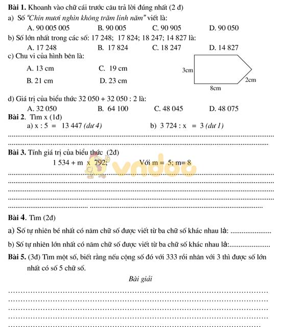 Bài tập cuối tuần lớp 4 cho HSG