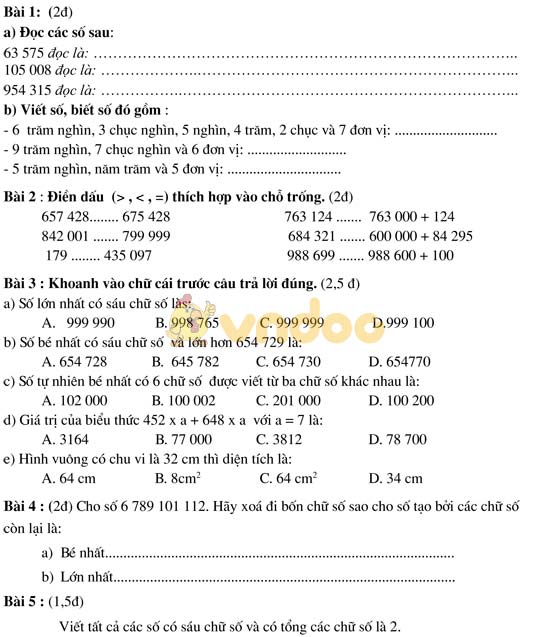 Bài tập cuối tuần lớp 4 cho HSG