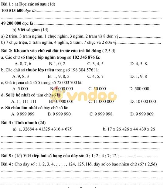 Bài tập cuối tuần bồi dưỡng HSG lớp 4