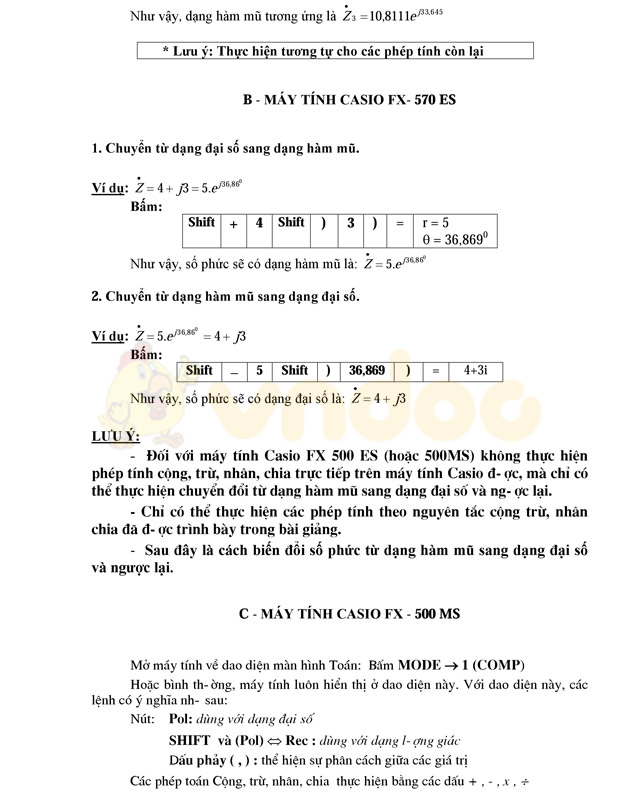 Cách sử dụng số phức bằng máy tính cầm tay Casio