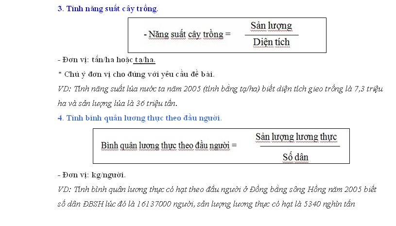 Một số công thức tính toán trong Địa lý