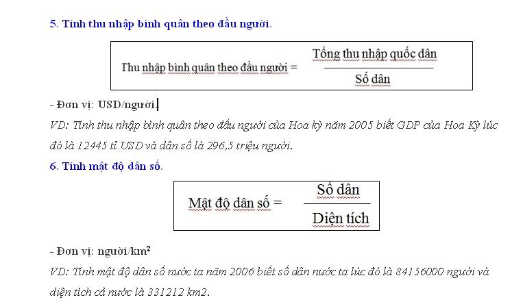 Một số công thức tính toán trong Địa lý