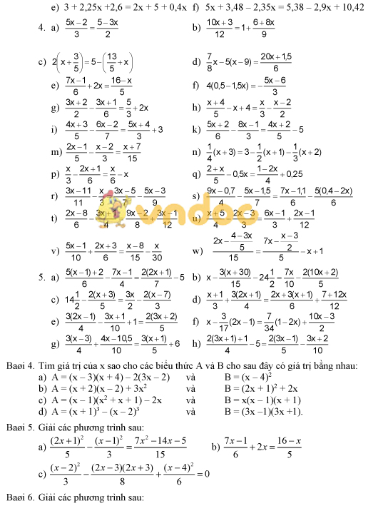 Đề cương ôn tập hè môn Toán lớp 8