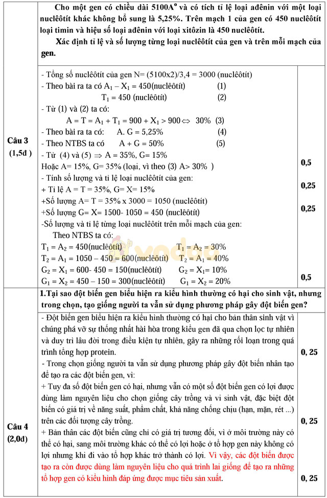 Đề thi học sinh giỏi môn Sinh học lớp 9 tỉnh Hải Dương năm học 2016 - 2017