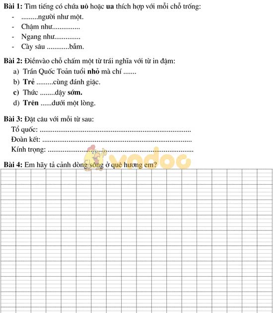 Bài tập cuối tuần cho HSY lớp 5