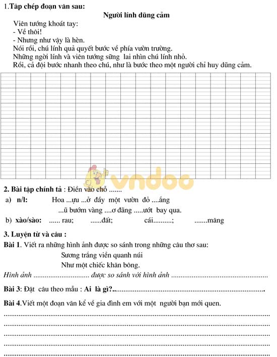 Bài tập cuối tuần cho HSY lớp 3