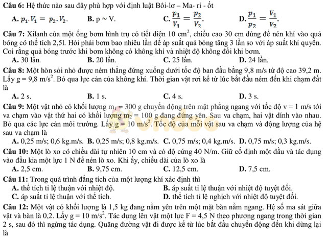 Đề thi khảo sát chất lượng đầu năm môn Vật lý lớp 11 trường THPT Thuận Thành 1, Bắc Ninh năm học 2017 - 2018