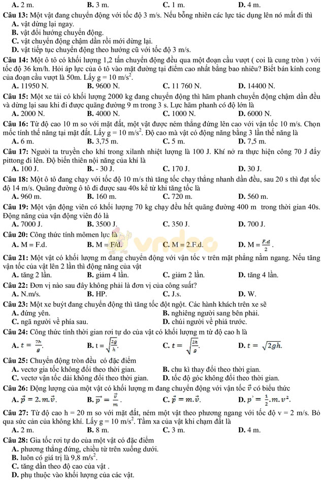 Đề thi khảo sát chất lượng đầu năm môn Vật lý lớp 11 trường THPT Thuận Thành 1, Bắc Ninh năm học 2017 - 2018