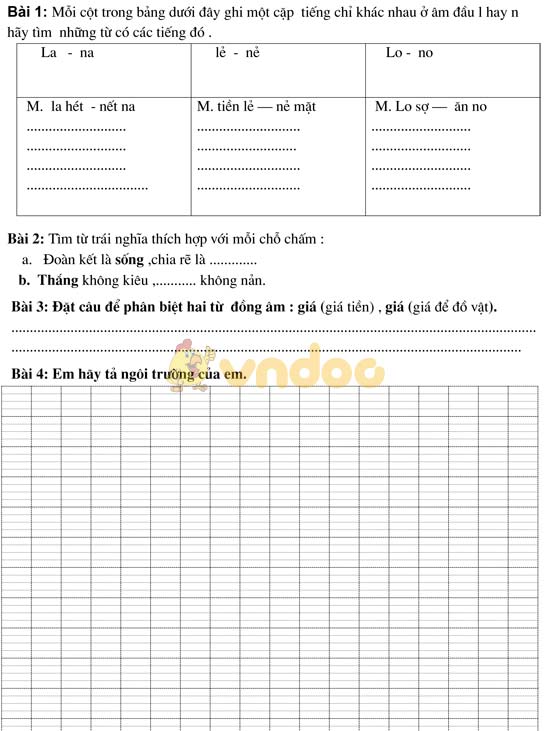 Bài tập cuối tuần phụ đạo HSY lớp 5