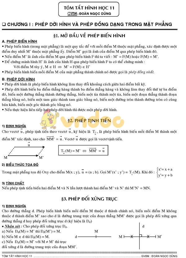 Hệ thống lý thuyết và công thức hình học 11