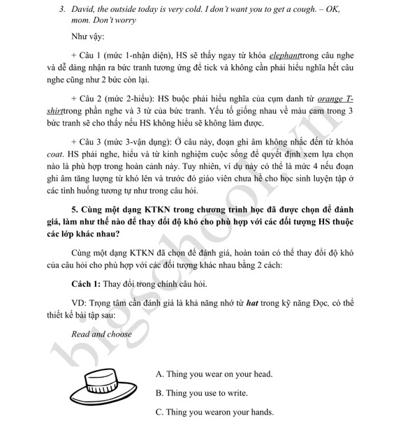 Xây dựng câu hỏi 4 mức độ môn tiếng Anh theo TT22