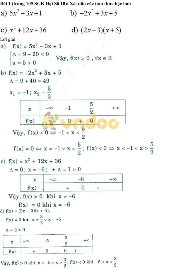 Giải bài 2 trang 105 SGK Đại Số 10 