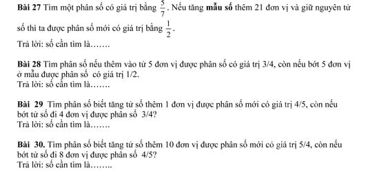 Bài tập Toán biến đổi phân số lớp 5