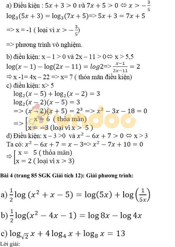 Giải bài tập môn Toán lớp 12