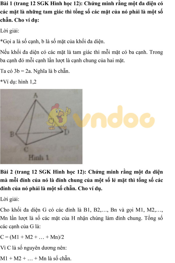 Giải bài tập Toán lớp 12 trang 18 SGK