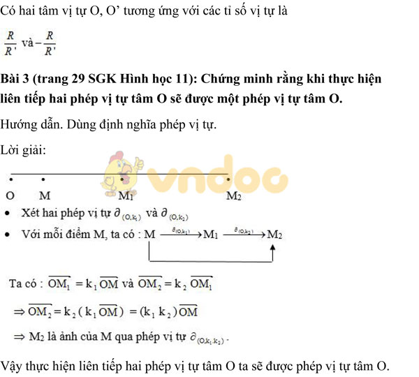 Giải bài tập Toán 11 chương 1 bài 7: Phép vị tự