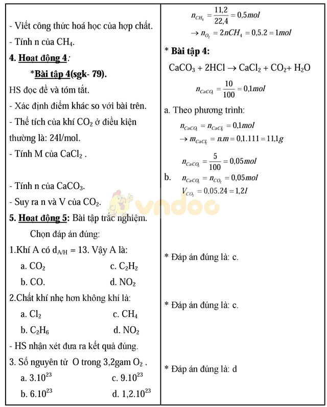Giáo án Hóa học 8 bài 23: Bài luyện tập 4