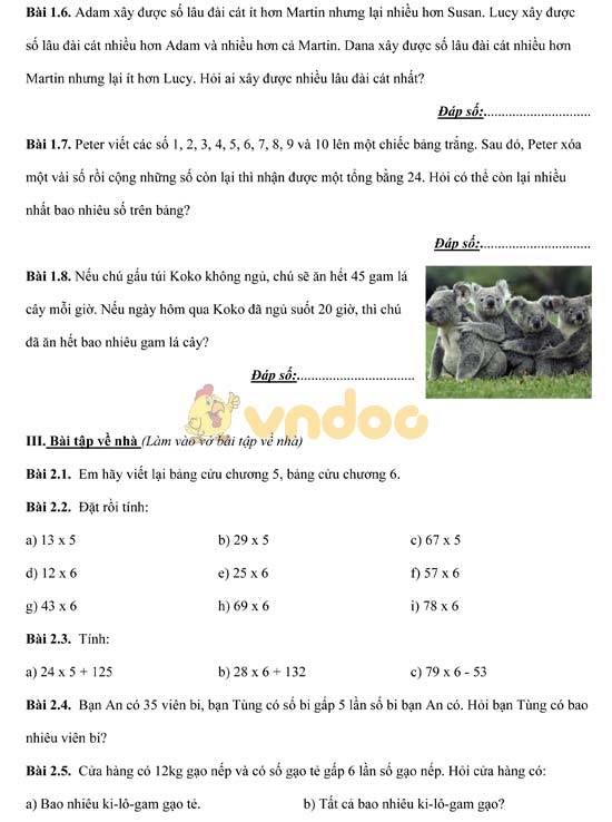 Bài tập Toán lớp 3