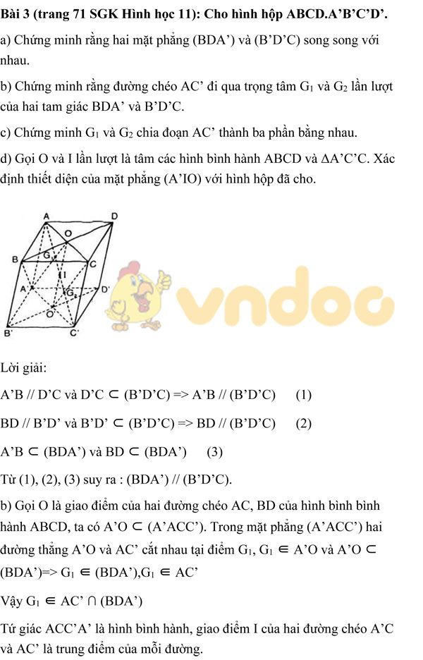 Giải bài tập Toán 11 chương 2 bài 4: Hai mặt phẳng song song