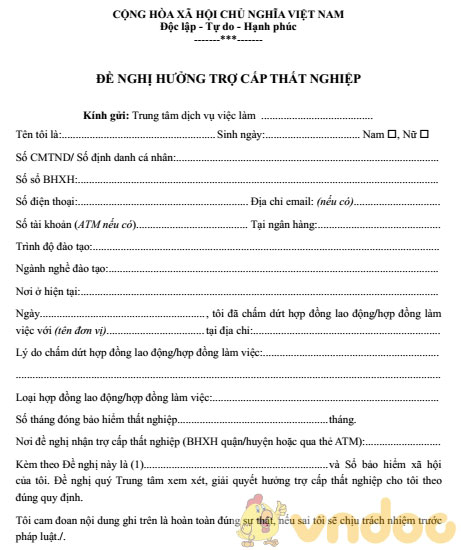 Mẫu đơn đề nghị hưởng bảo hiểm thất nghiệp