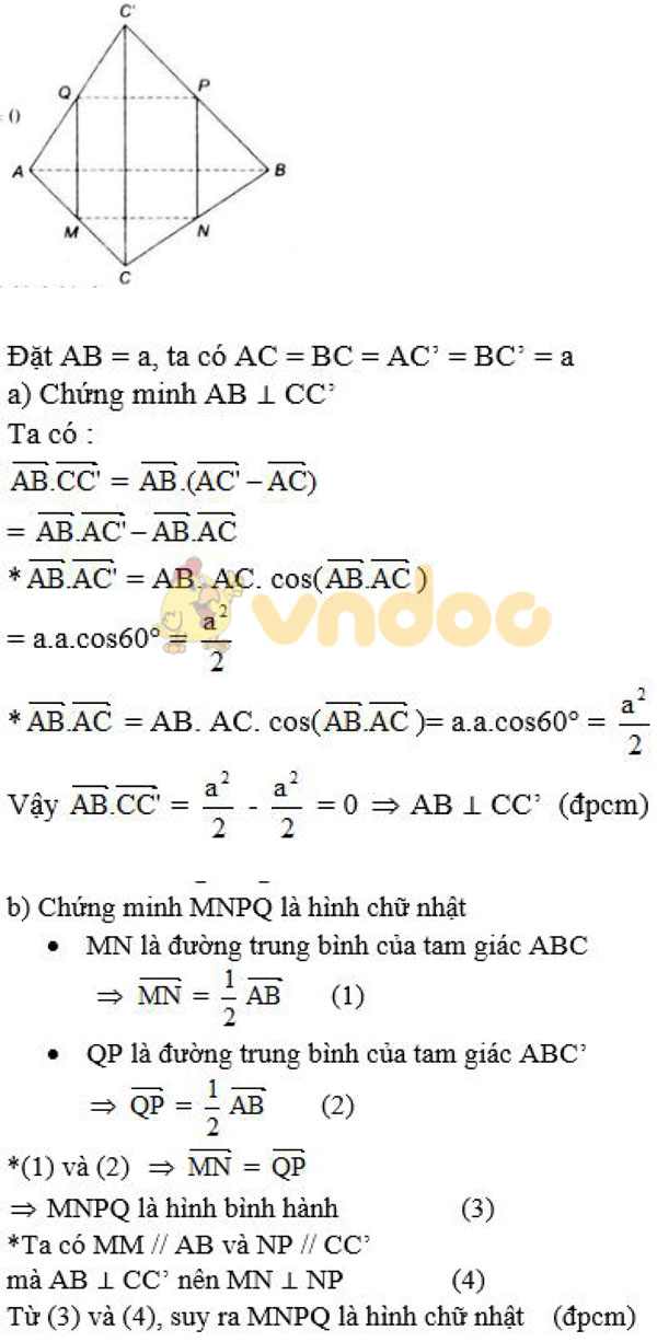 Giải bài tập Toán 11 Hình học chương 3 bài 2