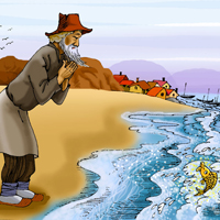 Trong vai ông Lão, cá vàng hoặc mụ vợ hãy kể lại chuyện Ông lão đánh cá và con cá vàng