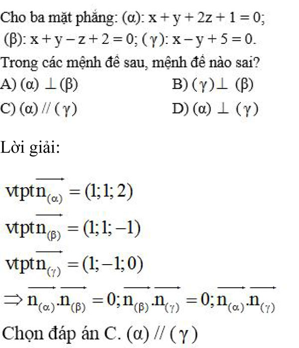 Câu hỏi trắc nghiệm Toán 12 chương 3