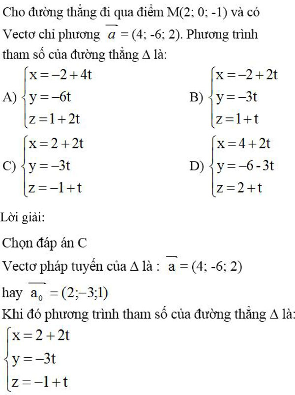 Câu hỏi trắc nghiệm Toán 12 chương 3