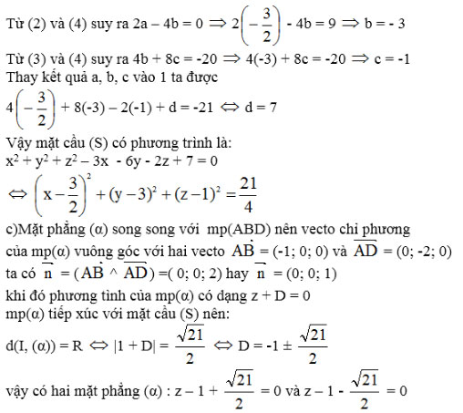 Giải bài tập ôn tập cuối năm Hình học 12