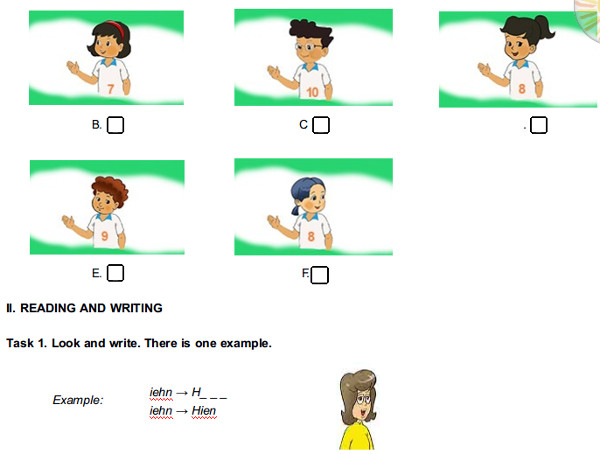 Đề kiểm tra 45 phút tiếng Anh lớp 3 có đáp án