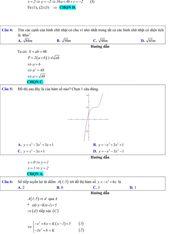 Đề khảo sát chất lượng môn Toán 12