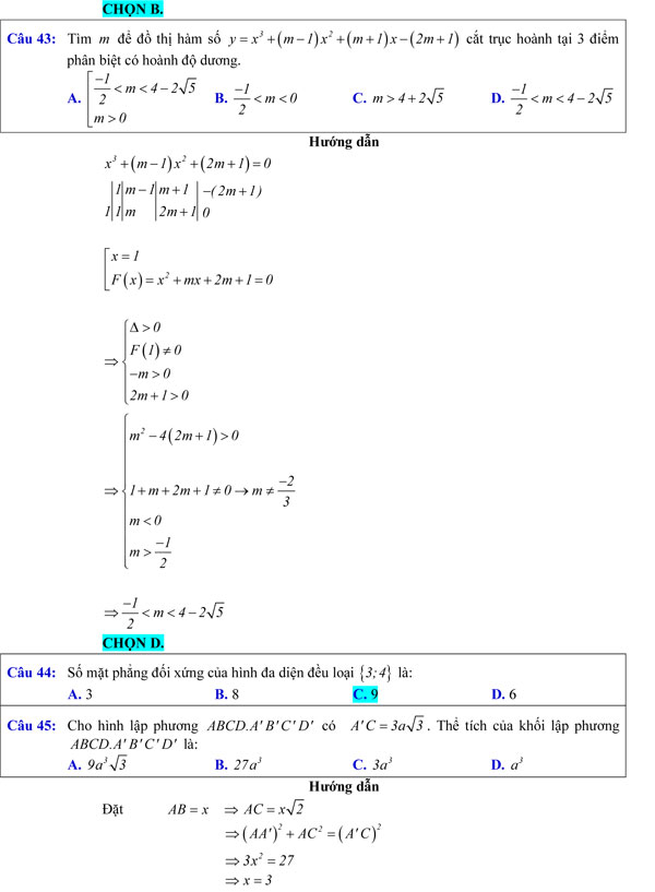 Đề khảo sát chất lượng môn Toán 12