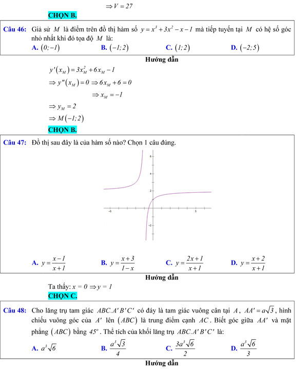 Đề khảo sát chất lượng môn Toán 12