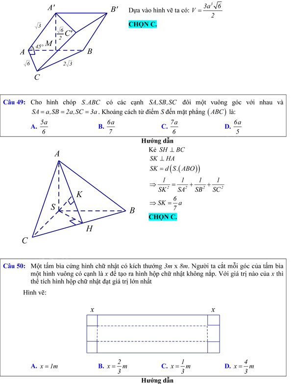 Đề khảo sát chất lượng môn Toán 12